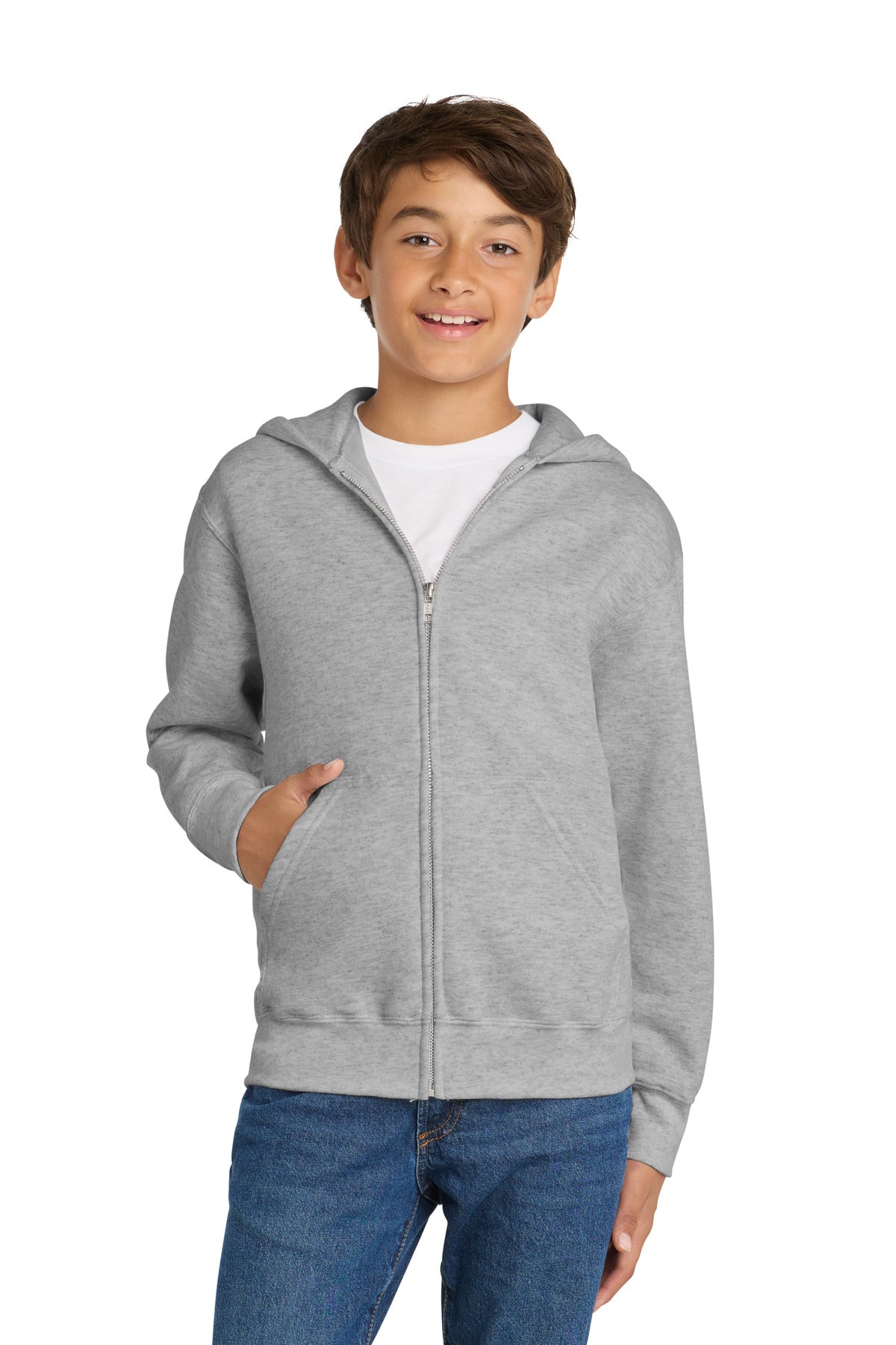 Port & Co Youth Core Fleece Full-Zip Hooded Sweatshirt.  PC90YZH