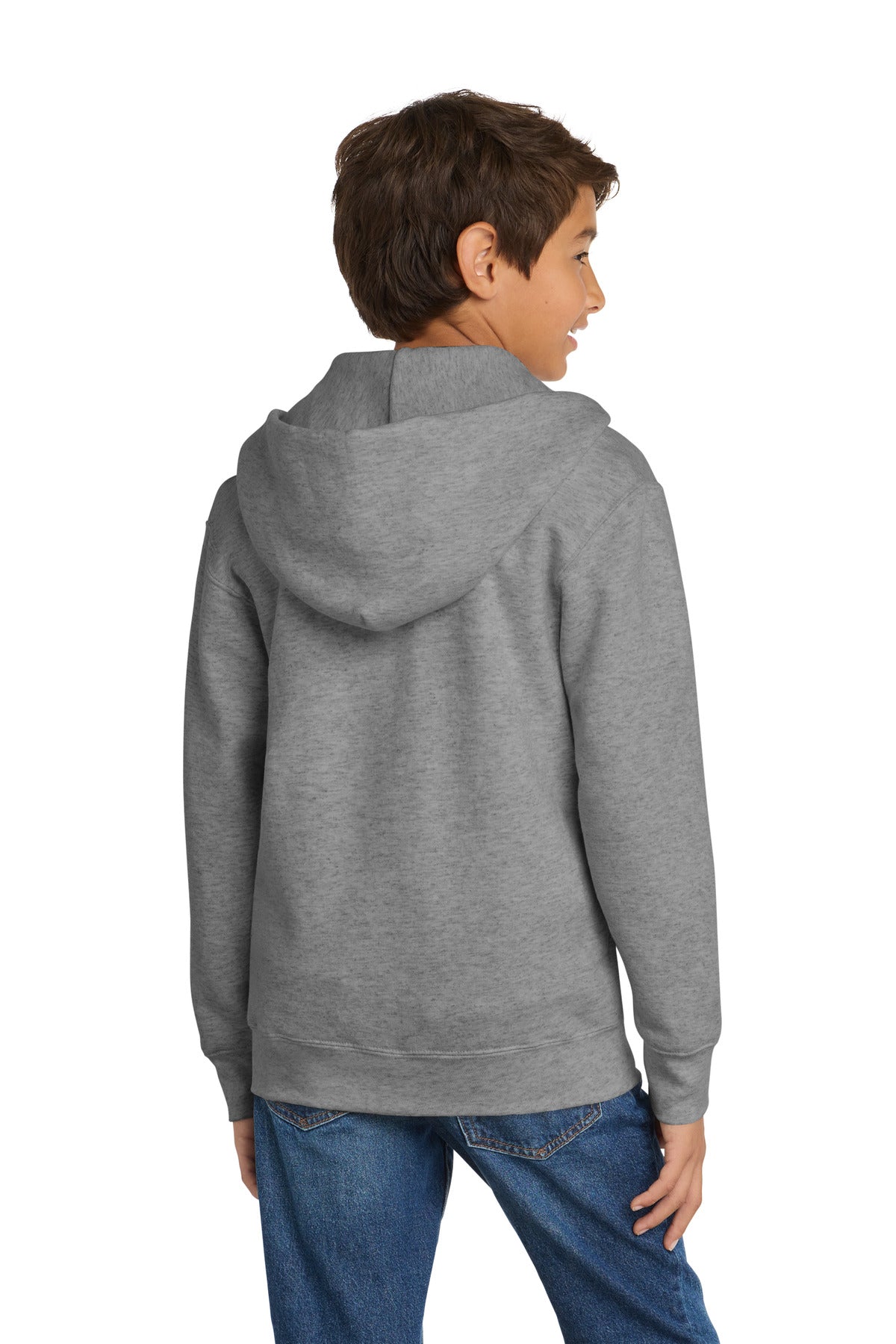 Port & Co Youth Core Fleece Full-Zip Hooded Sweatshirt.  PC90YZH