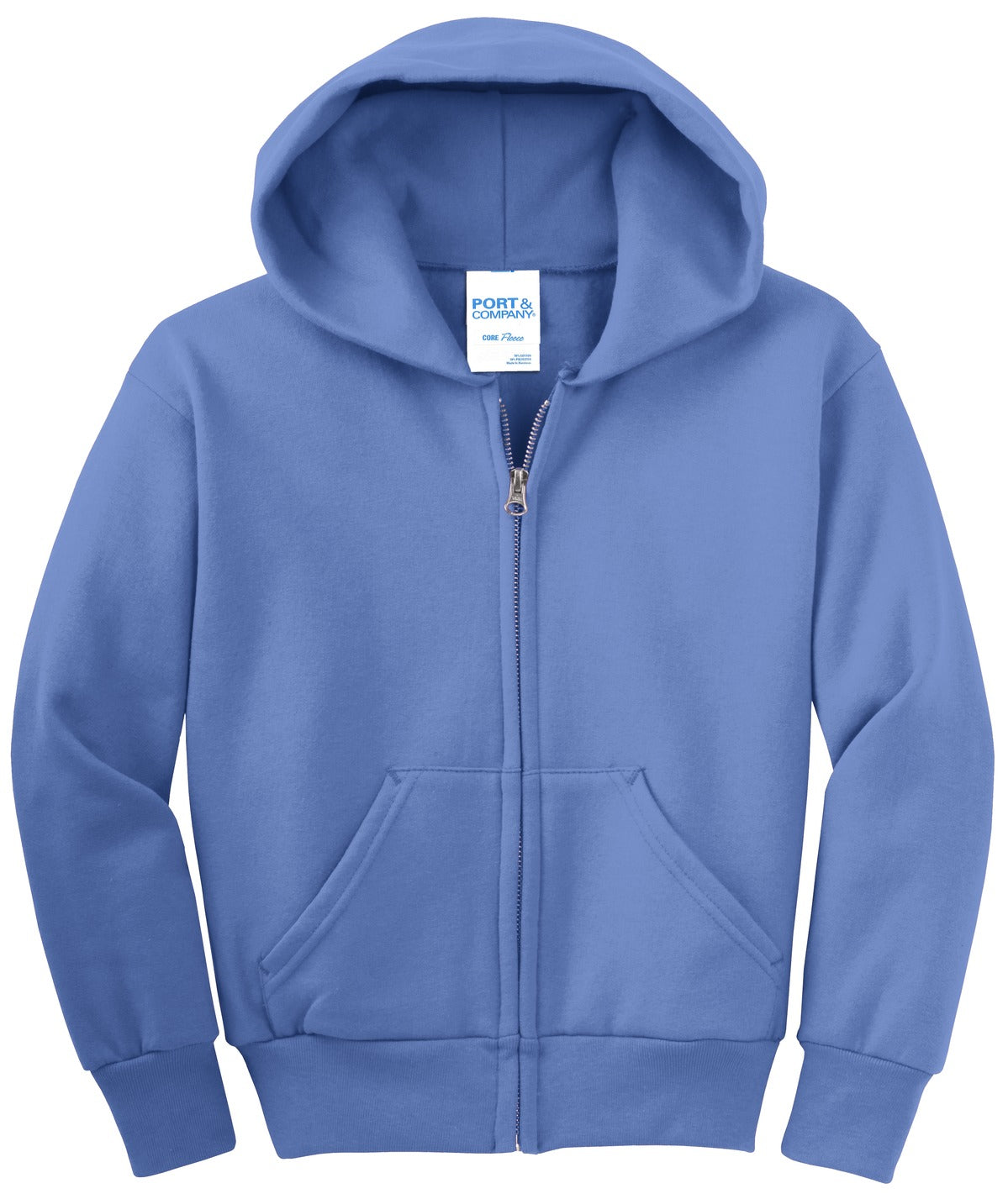 Port & Co Youth Core Fleece Full-Zip Hooded Sweatshirt.  PC90YZH