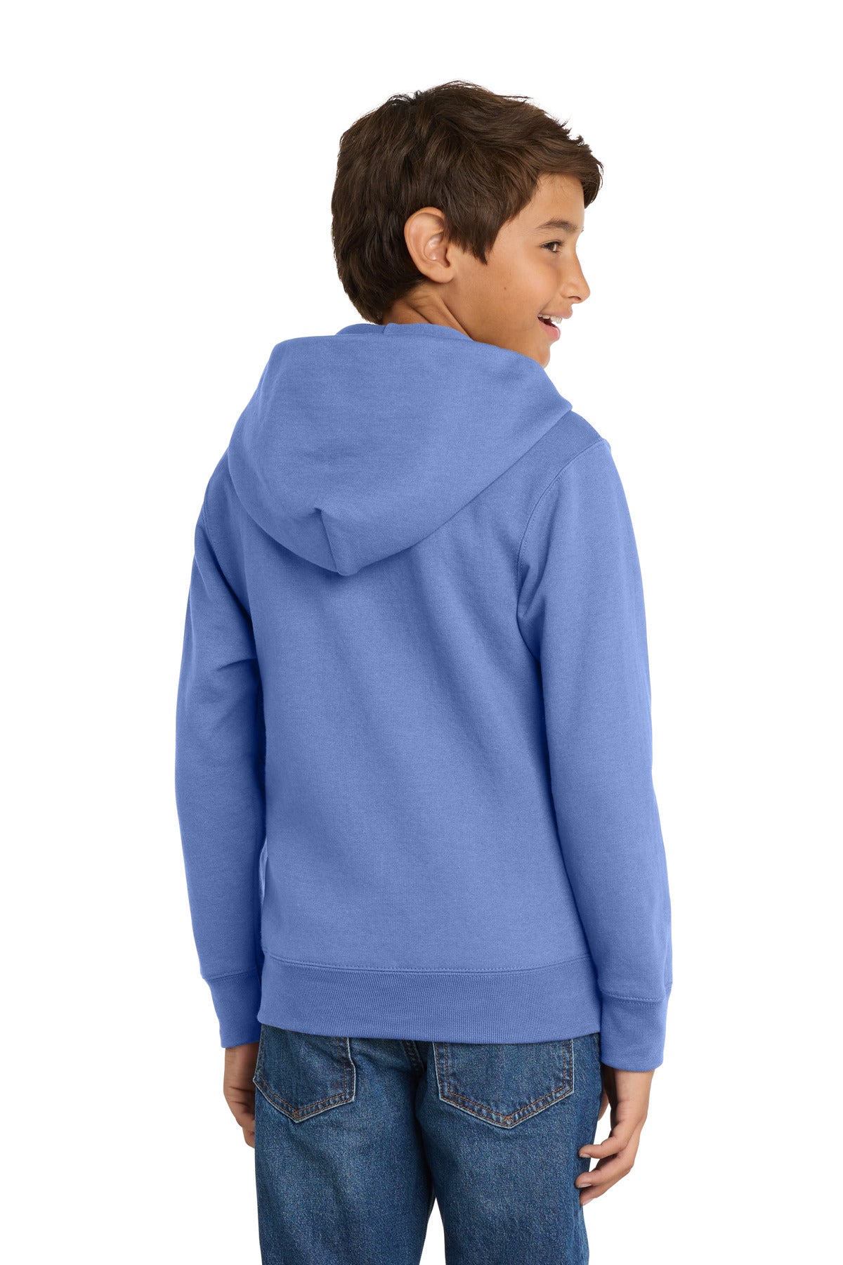 Port & Co Youth Core Fleece Full-Zip Hooded Sweatshirt.  PC90YZH