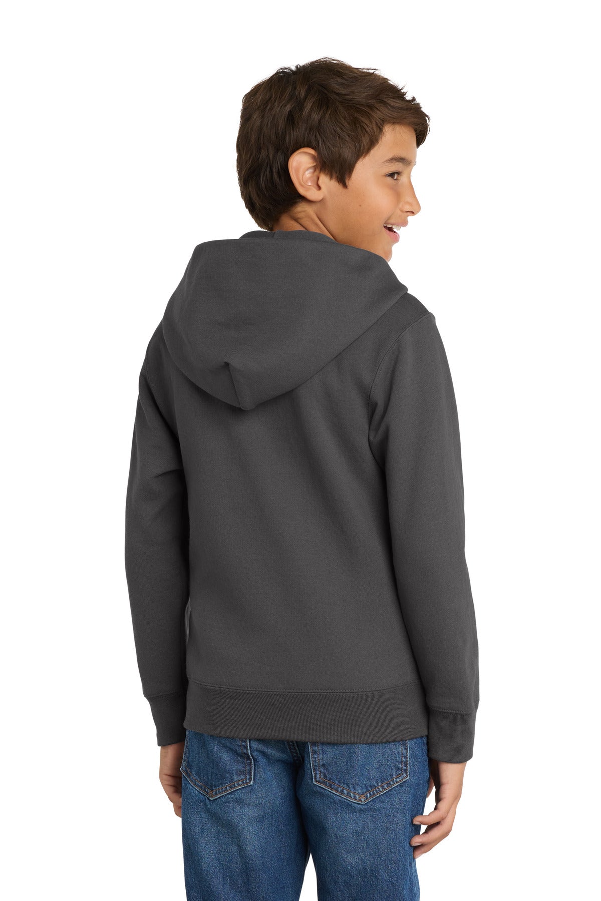 Port & Co Youth Core Fleece Full-Zip Hooded Sweatshirt.  PC90YZH