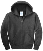 Port & Co Youth Core Fleece Full-Zip Hooded Sweatshirt.  PC90YZH