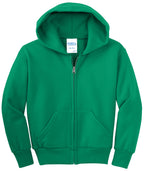 Port & Co Youth Core Fleece Full-Zip Hooded Sweatshirt.  PC90YZH