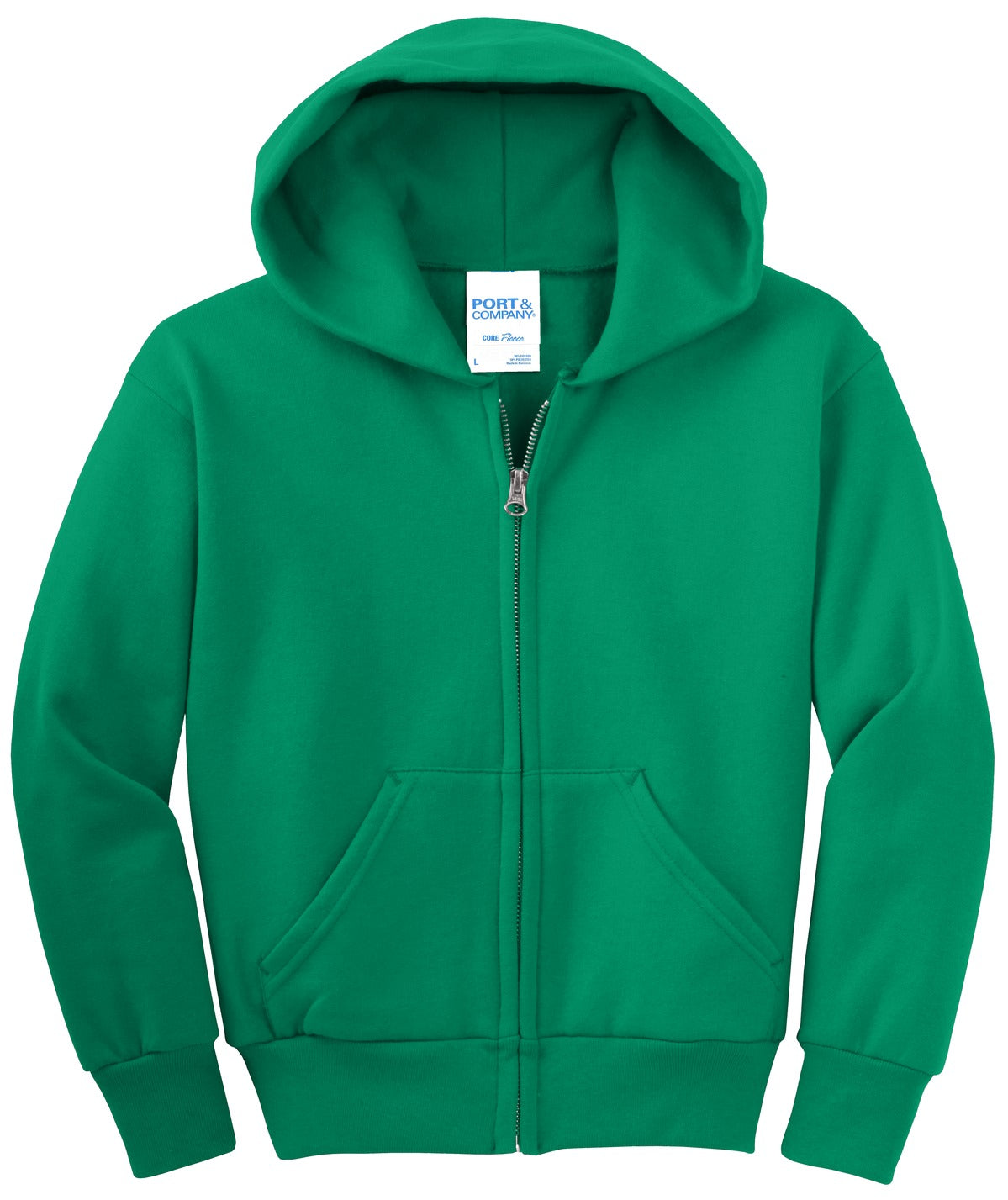 Port & Co Youth Core Fleece Full-Zip Hooded Sweatshirt.  PC90YZH