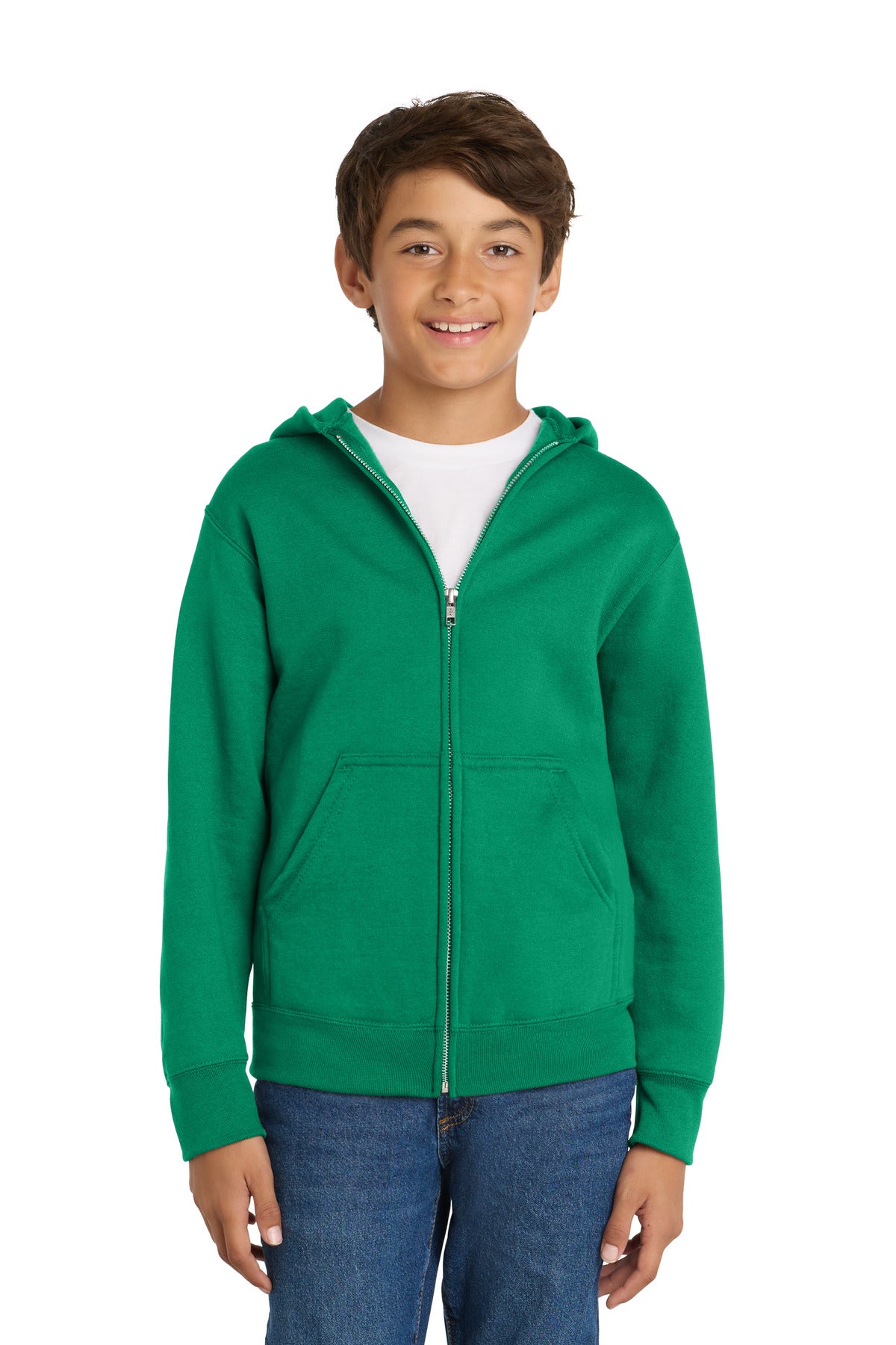 Port & Co Youth Core Fleece Full-Zip Hooded Sweatshirt.  PC90YZH