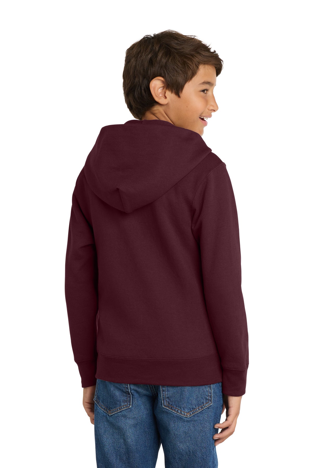 Port & Co Youth Core Fleece Full-Zip Hooded Sweatshirt.  PC90YZH