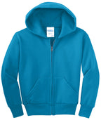 Port & Co Youth Core Fleece Full-Zip Hooded Sweatshirt.  PC90YZH