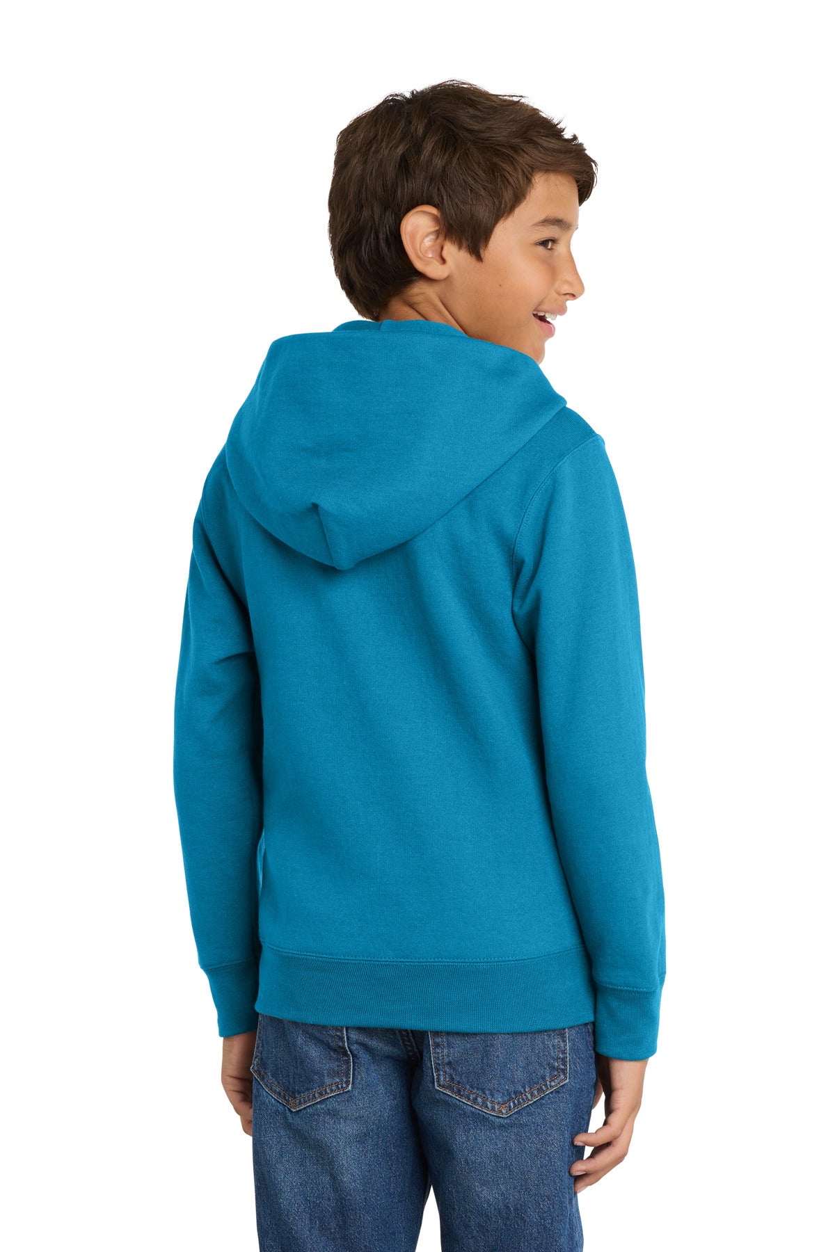 Port & Co Youth Core Fleece Full-Zip Hooded Sweatshirt.  PC90YZH
