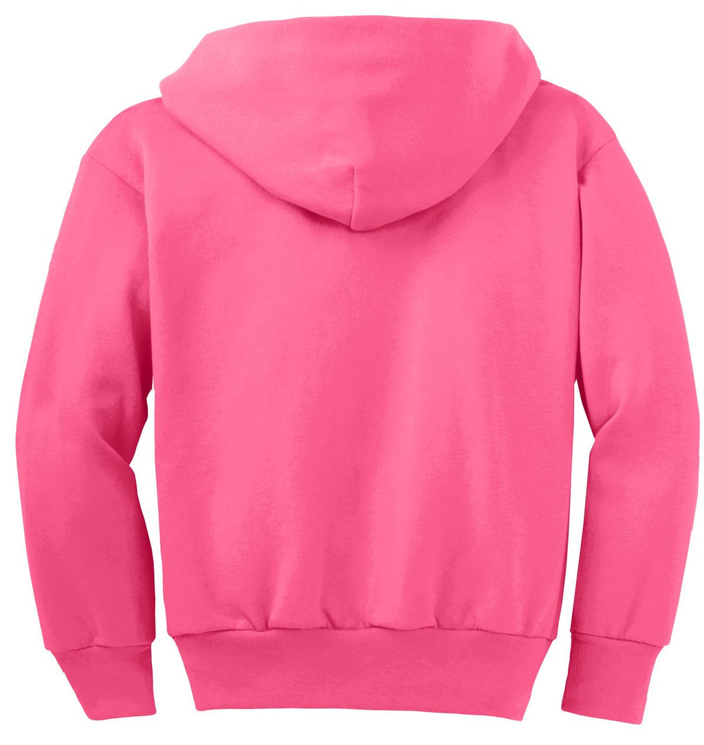 Port & Co Youth Core Fleece Full-Zip Hooded Sweatshirt.  PC90YZH