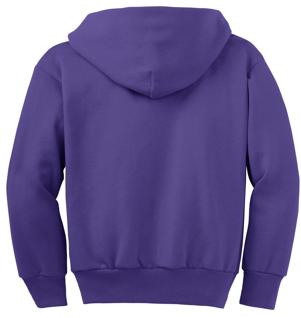 Port & Co Youth Core Fleece Full-Zip Hooded Sweatshirt.  PC90YZH