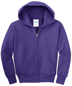 Port & Co Youth Core Fleece Full-Zip Hooded Sweatshirt.  PC90YZH