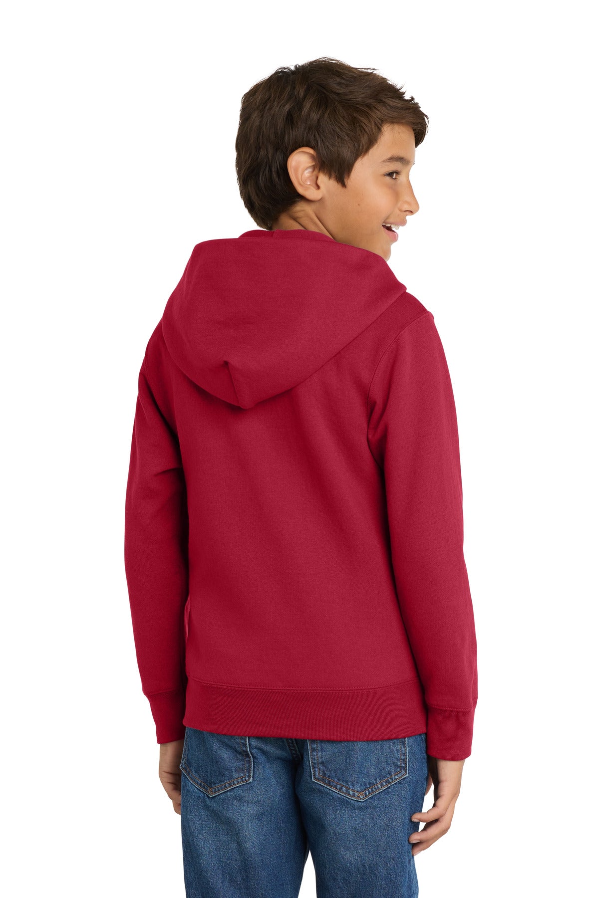Port & Co Youth Core Fleece Full-Zip Hooded Sweatshirt.  PC90YZH