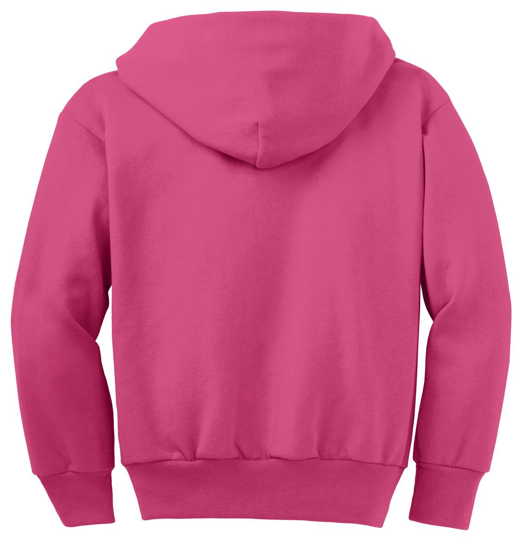 Port & Co Youth Core Fleece Full-Zip Hooded Sweatshirt.  PC90YZH