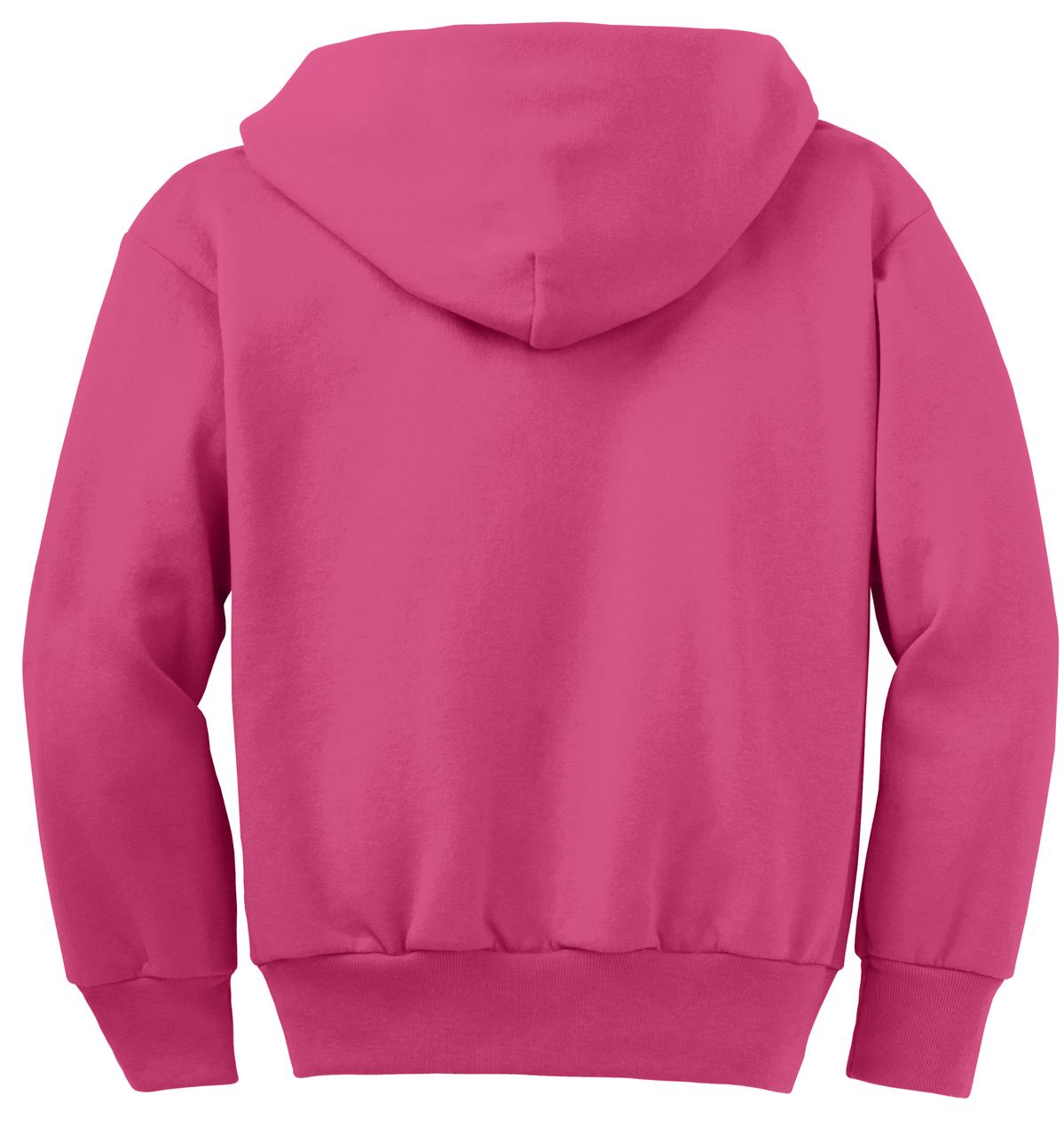 Port & Co Youth Core Fleece Full-Zip Hooded Sweatshirt.  PC90YZH