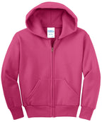 Port & Co Youth Core Fleece Full-Zip Hooded Sweatshirt.  PC90YZH