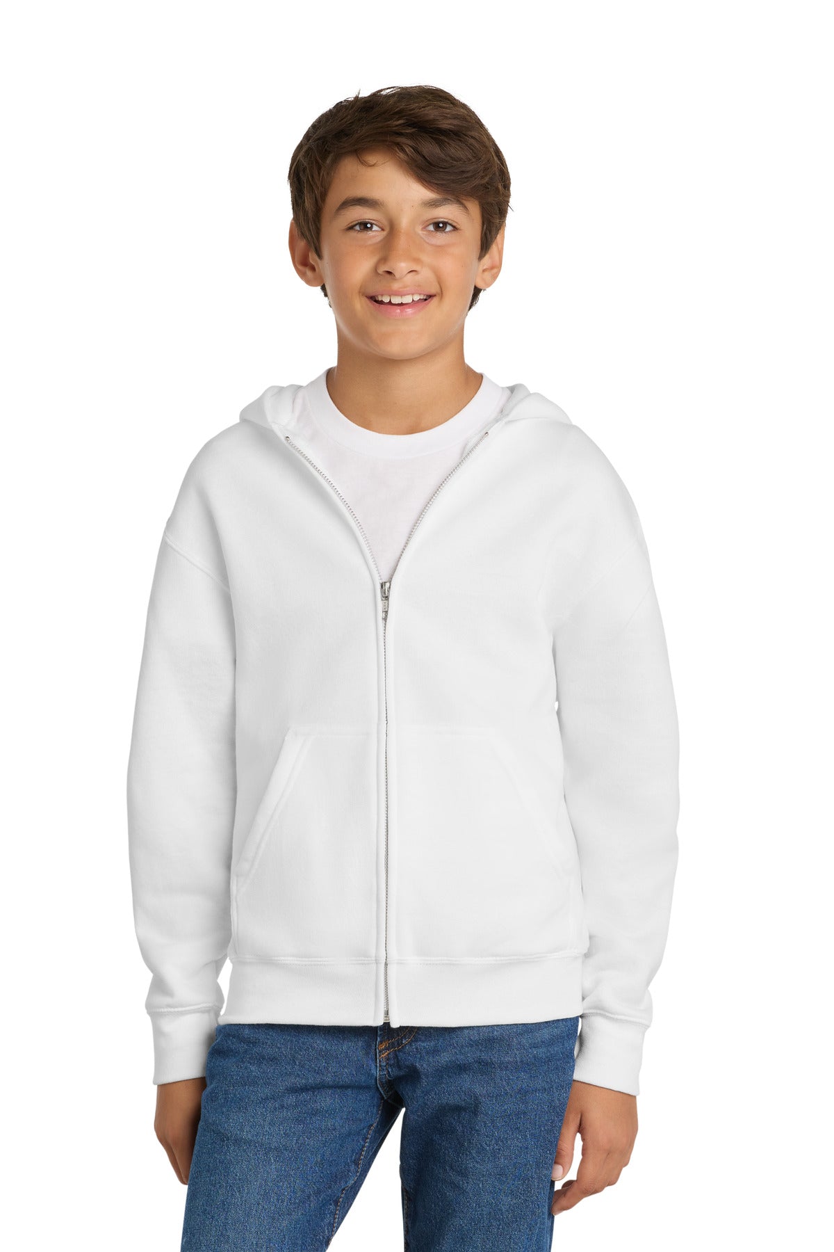 Port & Co Youth Core Fleece Full-Zip Hooded Sweatshirt.  PC90YZH