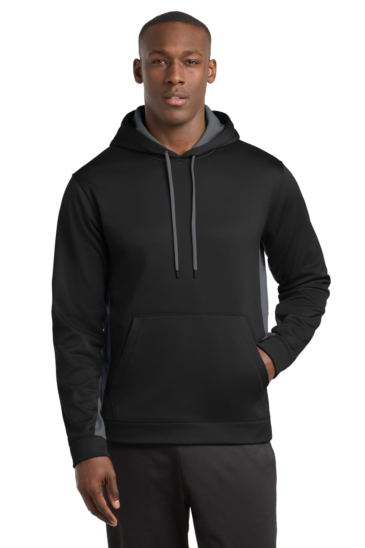 Sport-Tek Sport-Wick Fleece Colorblock Hooded Pullover. ST235