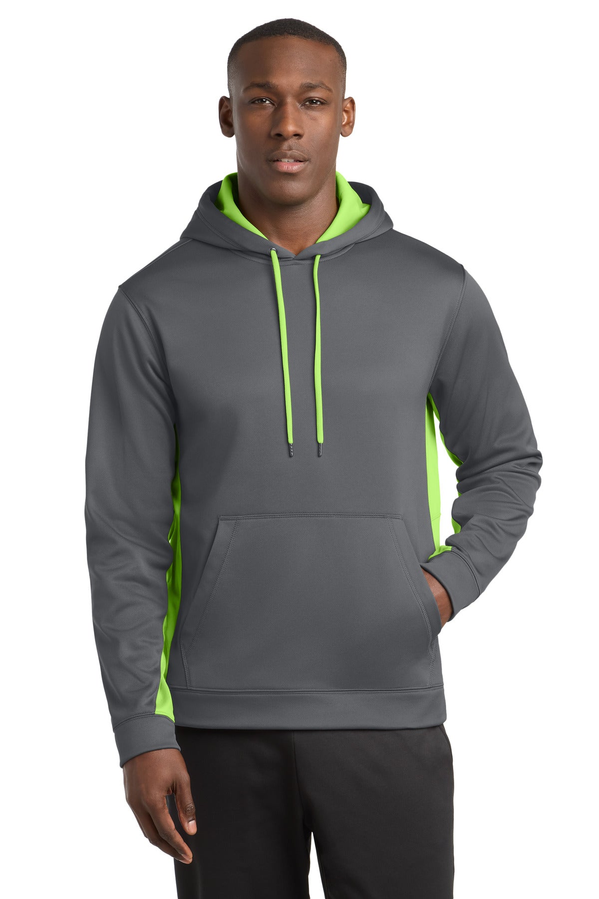 Sport-Tek Sport-Wick Fleece Colorblock Hooded Pullover. ST235
