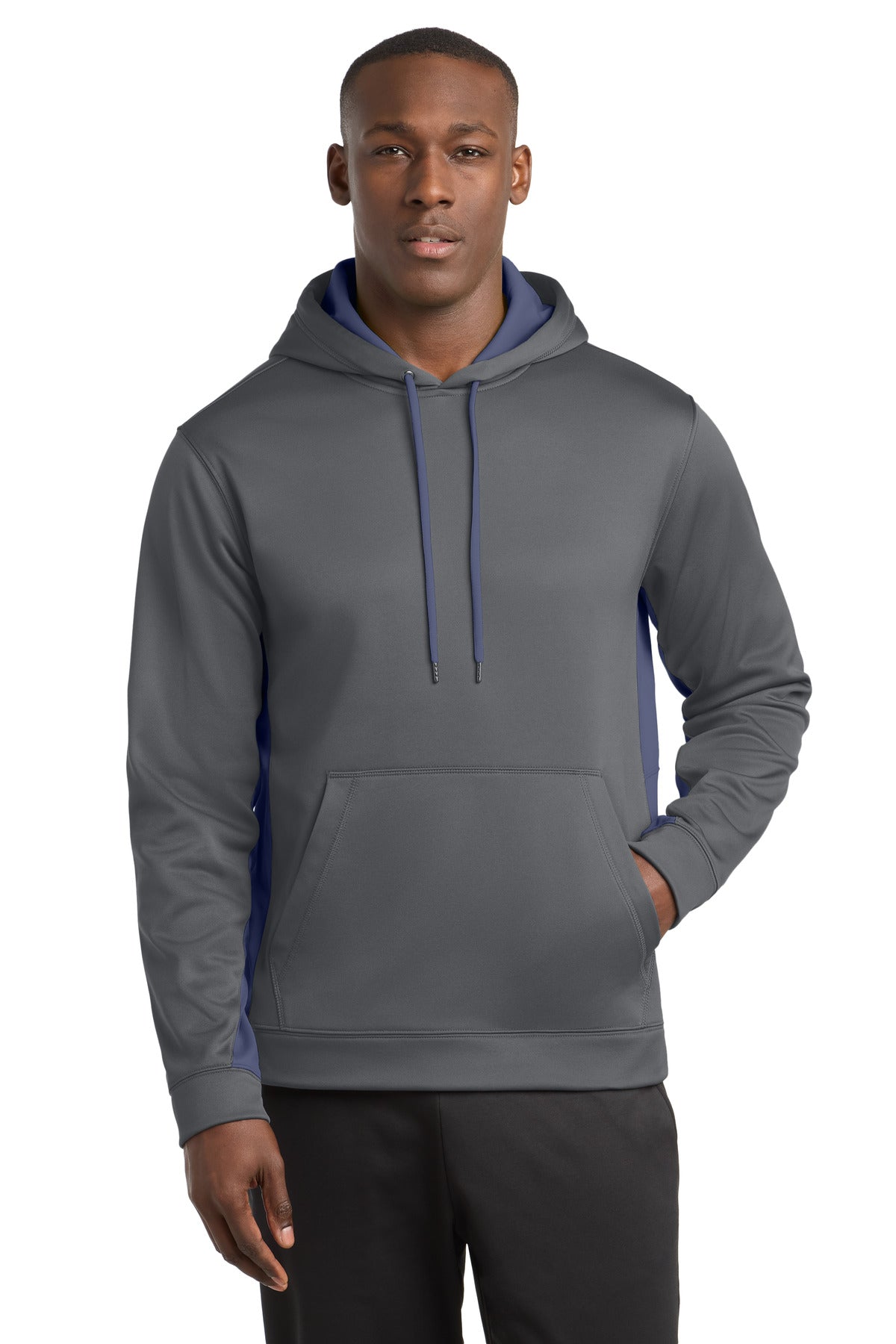 Sport-Tek Sport-Wick Fleece Colorblock Hooded Pullover. ST235