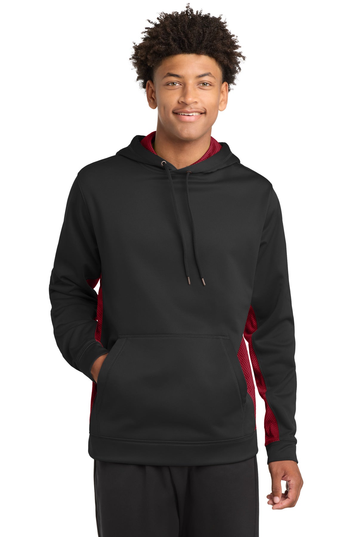 Sport-Tek Sport-Wick CamoHex Fleece Colorblock Hooded Pullover. ST239