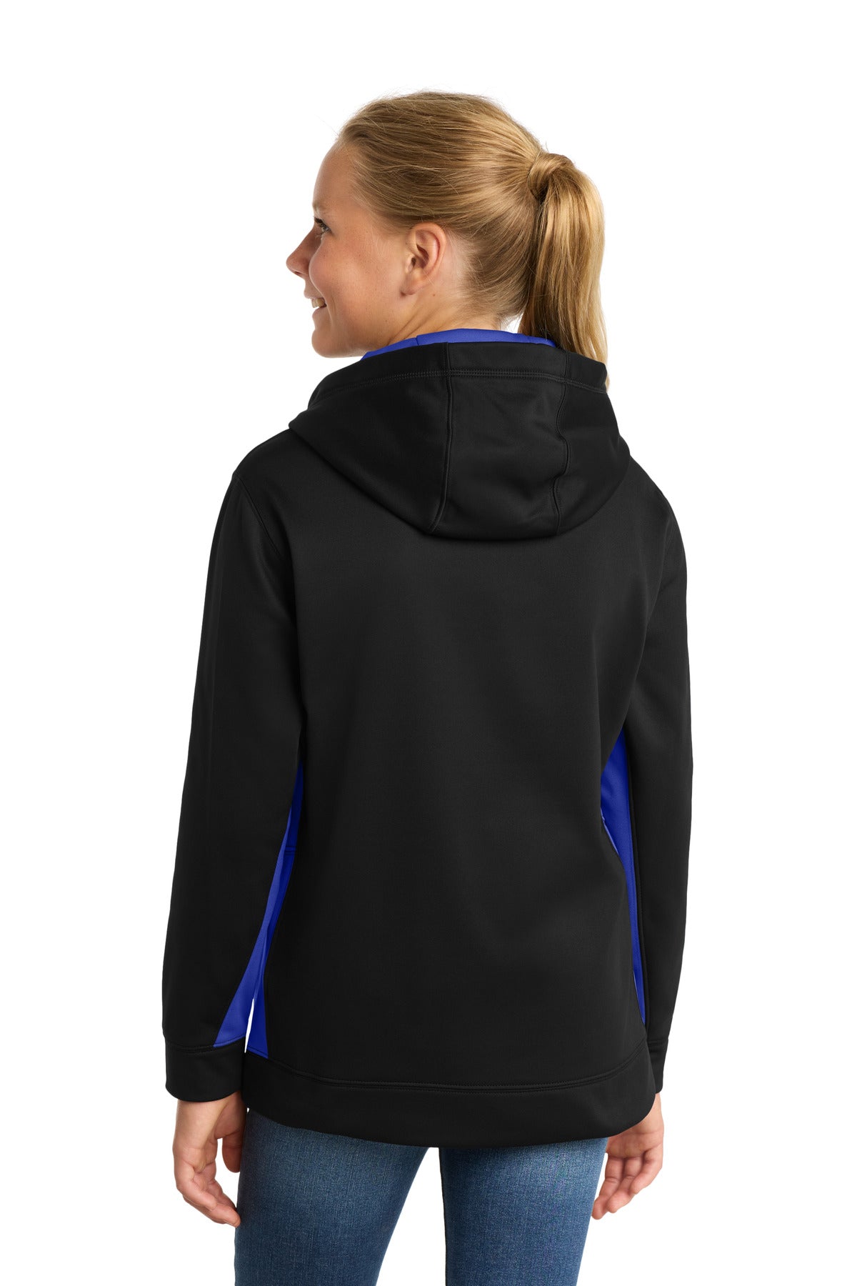 Sport-Tek Youth Sport-Wick Fleece Colorblock Hooded Pullover.  YST235