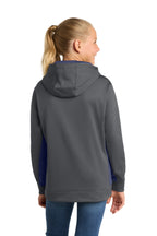 Sport-Tek Youth Sport-Wick Fleece Colorblock Hooded Pullover.  YST235